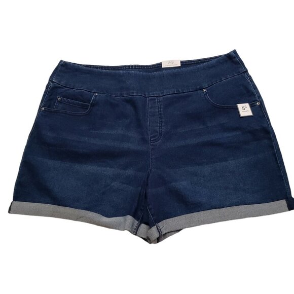 Time and Tru Women’s Blue Dark Denim 5” Pull On Shorts Size XXL/2XG (20) - Picture 1 of 5
